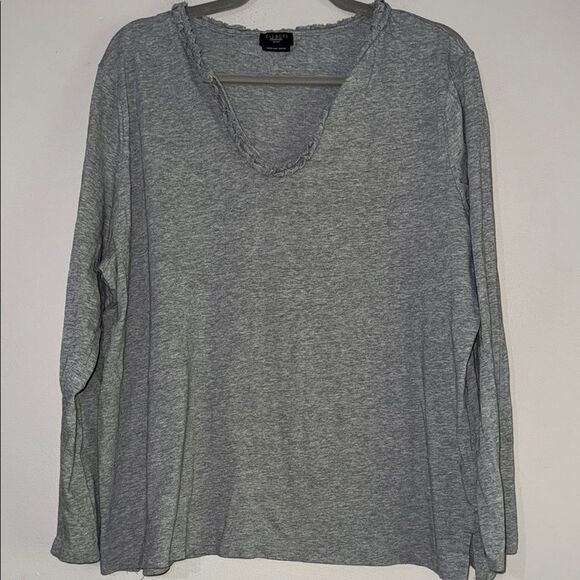 Talbots Gray Relaxed Blouse with V-Neckline - Picture 1 of 9